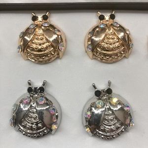 Ladybug Adjustable Rings 12 Total Gold and Silver New